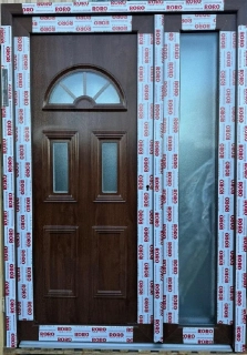 SOFT vchodové plastové dvoukřídlé dveře VIENNA, 140x200 cm, ořech/bílá