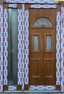 SOFT vchodové plastové dvoukřídlé dveře VIENNA, 140x200 cm, zlatý dub/bílá